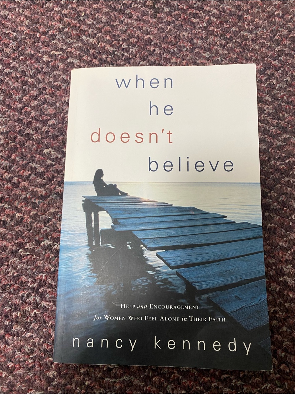 Nancy Kennedy 'When He Doesn't Believe' Wall Art Print - Blue and Cream